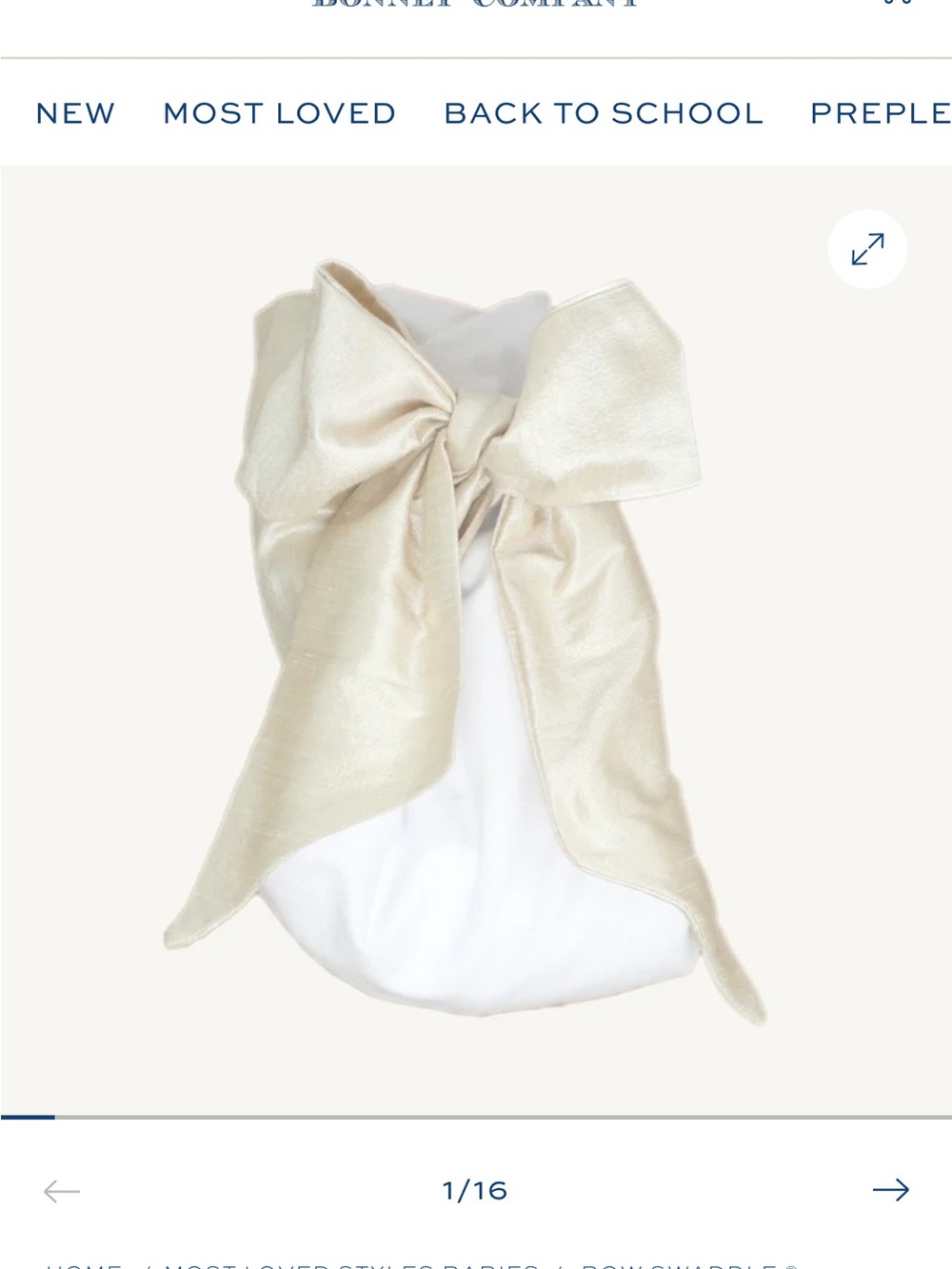 Metallic Cream Bow swaddle